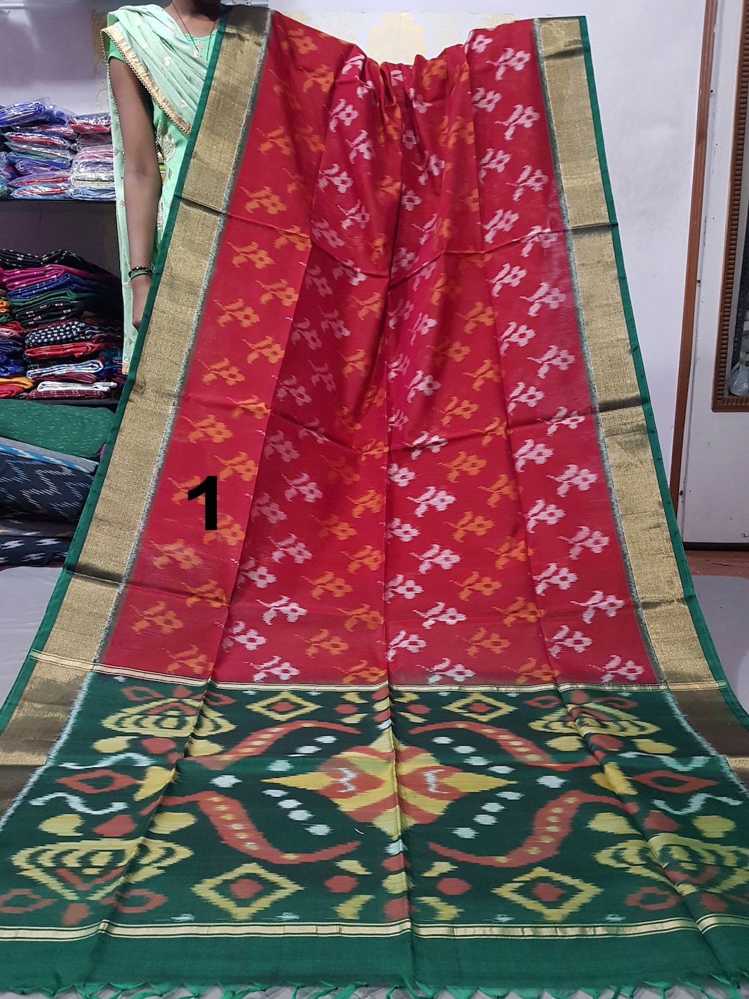 Ikkat silk cotton sarees hot sale