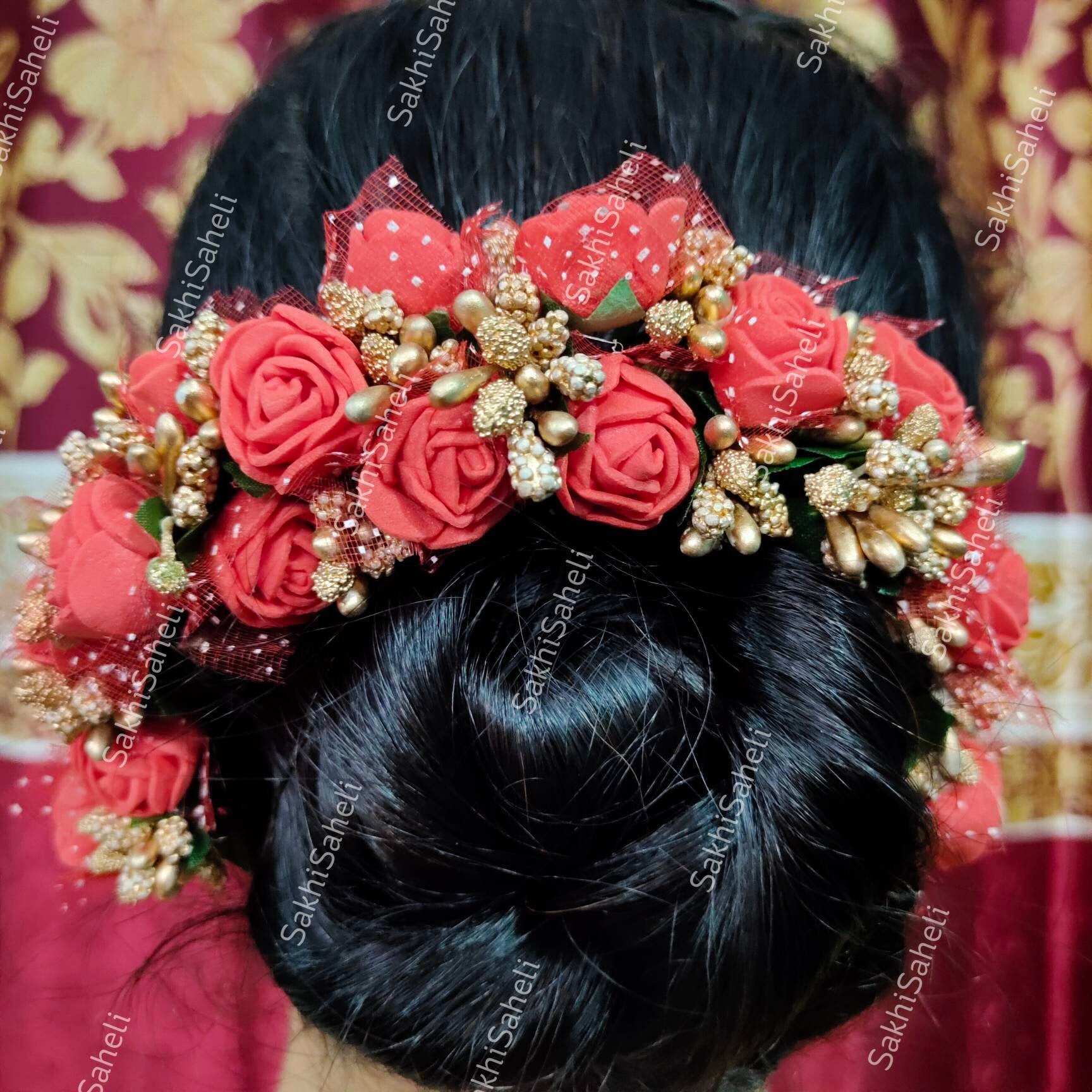 Indian Women Bridal Hair Accessories Strand For Gajra Artificial Bun Gift Veni Indian Women Bridal Hair Accessories Strand For Gajra Artificial Bun Gift Veni