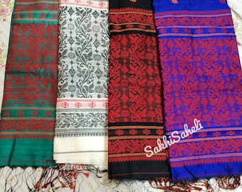 Authentic Wash Matka Jamdani Saree With Blouse Piece/ Original Motka Reshom Jamdani With All Over Work/ Pure Bengal Handloom Saree For Women