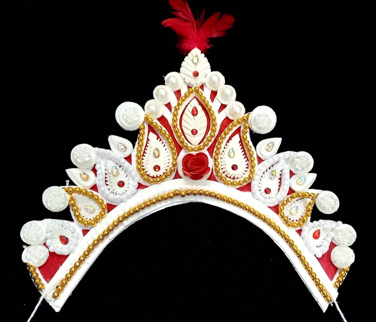 Front Bridal Mukut for Bengali Wedding Indian Bridal Sithi Classical Dance Indian Topor Headgear for women Bangali Tiara Mukut for Bou