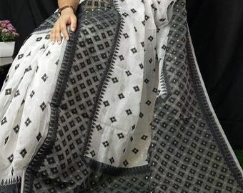 Soft Dhakai Jamdani Saree All Body Work Authentic Jamdani Sari Pure Bengal Handloom Sari for Women Saree for Gift Sari for Anniversary