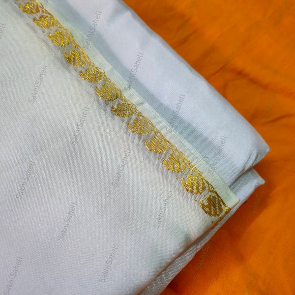 Silk Jor for Wedding White Dhoti Golden Silk Border Jod Silk Dhoti for Groom Jodh for Gathbandhan Special Silk Jori for Wedding Knot Dhuti