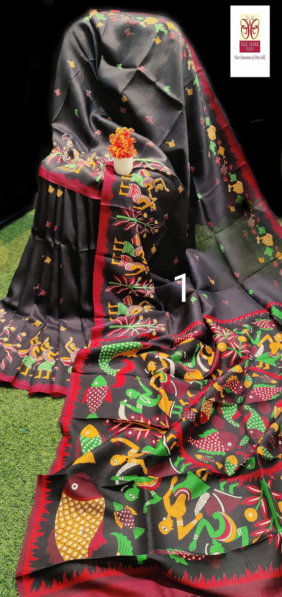 Saree Tag Pure Murshidabad Silk Saree With Silk Mark Tag/ Soft Pure Silk Sari for ...