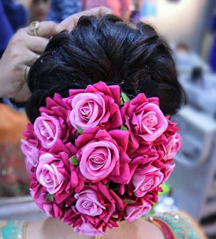 Pink Rose Hair Bun Gajra Reusable Bun Flower Jewelry for Wedding Bridal  Juda for Bride Indian Floral Bun Bollywood Style Classical Dance - Etsy