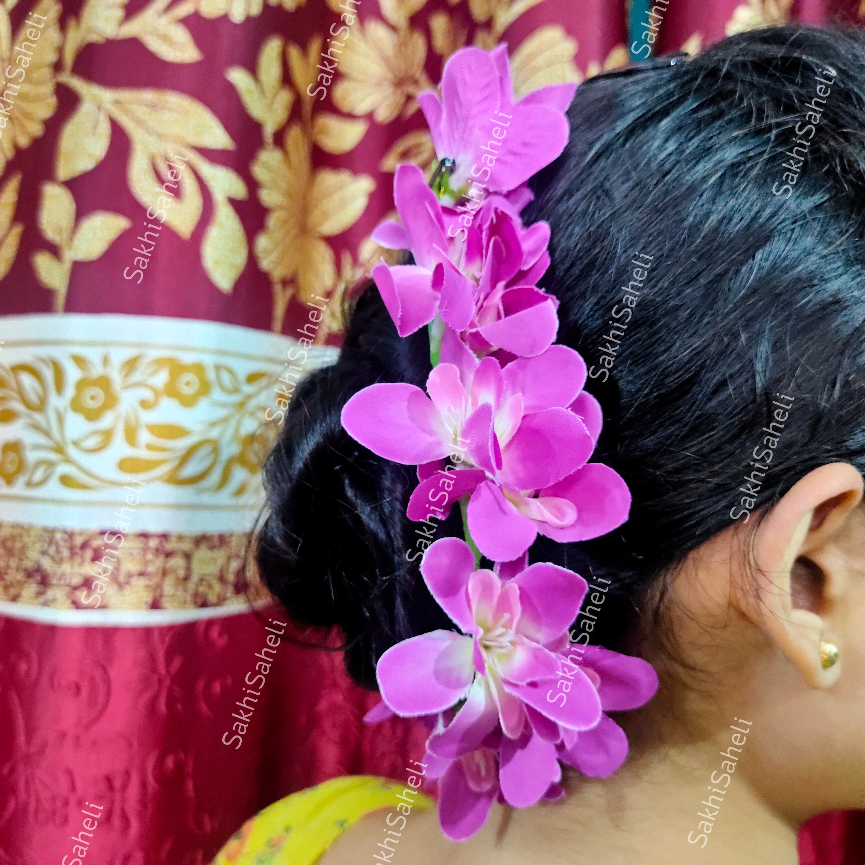 Pack of 2 Orchid Gajra Veni Artificial Floral Hair Bun Flower Etsy