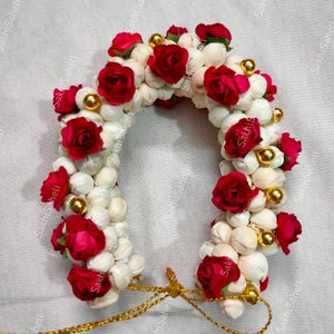 Rose Jamsmin Gajra for Hair Mogra Jhumar Veni Artificial Floral Jewelry Wedding Reusable Sola Wood Juda for Bride Classical Dance Jewelry image 1