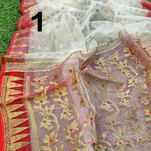 Muslin Dhakai Jamdani Saree With All Over Zari Work/ Reshom Bangladeshi Jamdani Saree/ Authentic Bengal Handloom Sari with Blouse Piece