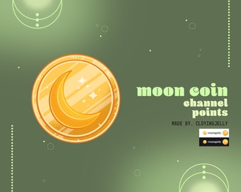 icono de punto de canal de moneda de estrella de luna de oro kawaii