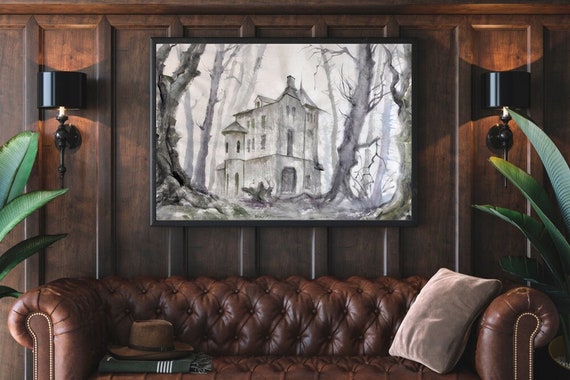 Spooky Haunted House Halloween Digital Art Print Artwork Instant ...