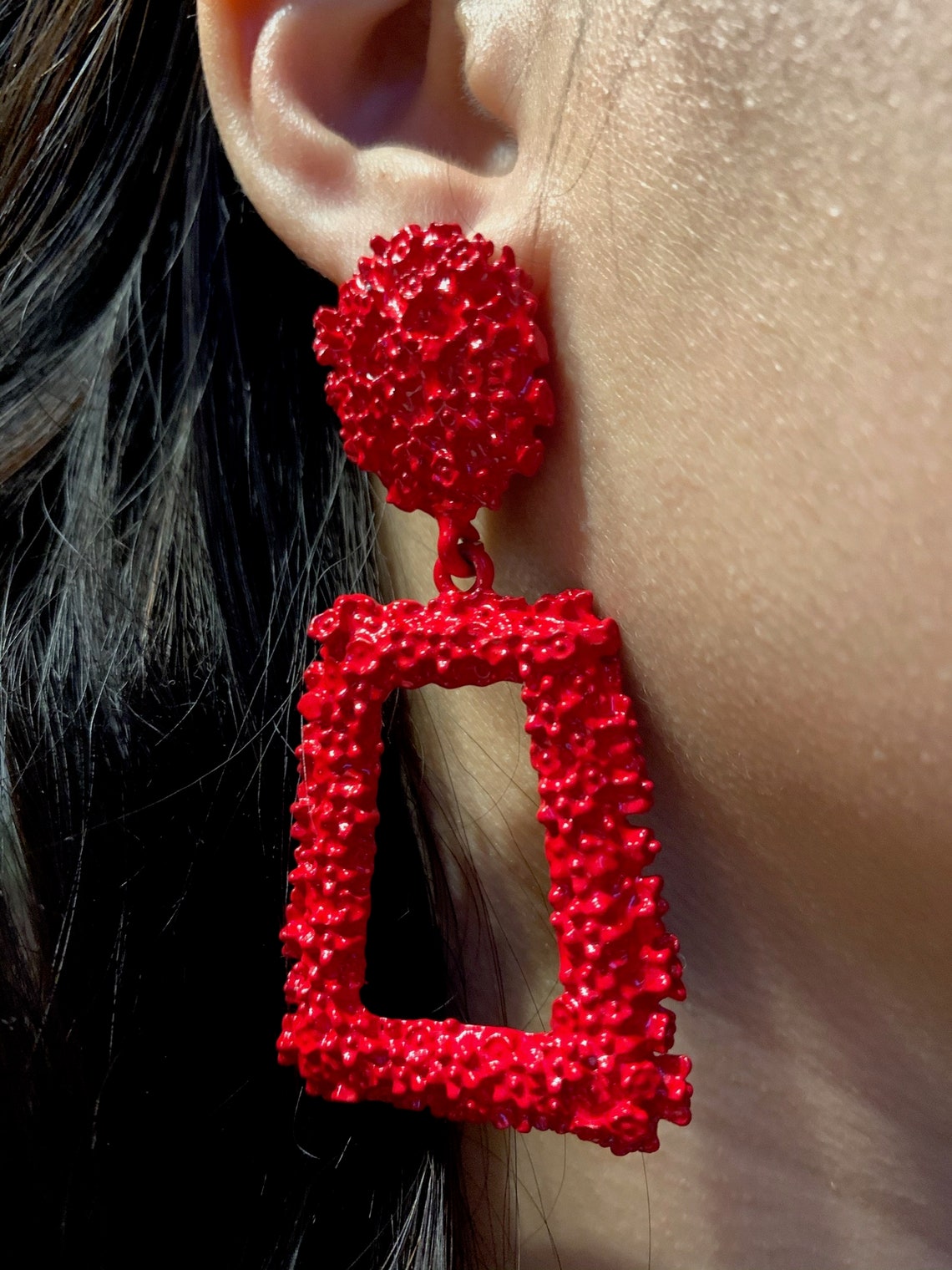 Red Bold Inspired Luxury Cc Earrings Studs Fashion Earrings Etsy