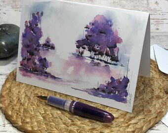 Grußkarte. Postkarte gedruckt aus dem Originalaquarell, Aquarellpostkarte, Landschaftsaquarell, handgefertigt