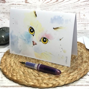 Carte de vœux. Carte postale imprimée d'après l'aquarelle originale, carte postale aquarelle, aquarelle chaton, fait main, chat