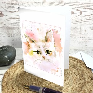 Carte de vœux. Carte postale imprimée d'après l'aquarelle originale, aquarelle chaton, fait main