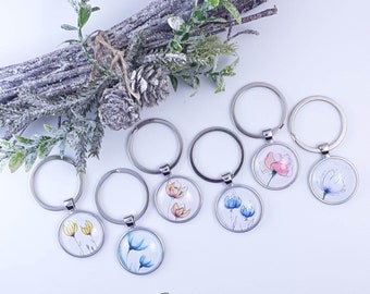 key ring, key ring, watercolor key ring, watercolor key ring, watercolor reproduction cabochon key ring