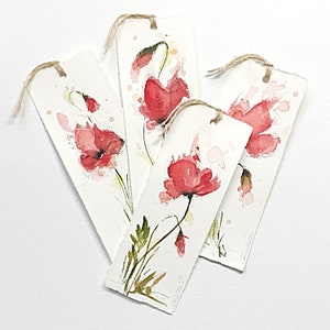Original watercolor poppy bookmark