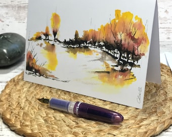 Greeting card. Postcard printed from original watercolor, watercolor postcard, watercolor landscape, handmade