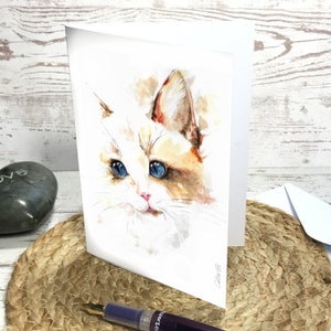 Carte de vœux. Carte postale imprimée d'après l'aquarelle originale, carte postale aquarelle, aquarelle chaton, fait main, chat