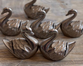 Six Vintage Metal Swan Place Card Holders, French Wedding Decor - Etsy