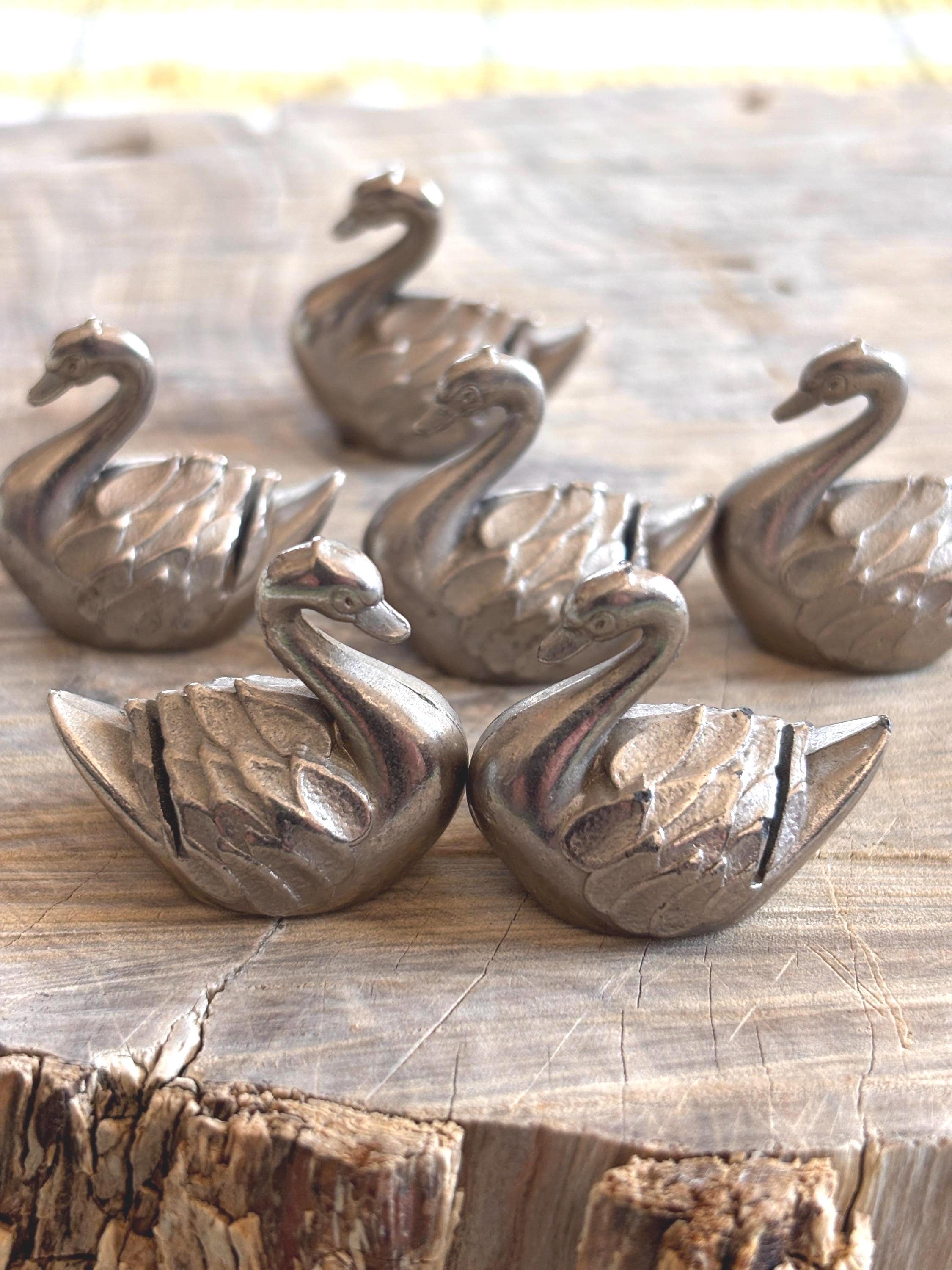 Six Vintage Metal Swan Place Card Holders, French Wedding Decor - Etsy