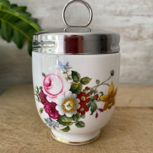 Pretty Vintage Coalport Ludlow bone china EggCoddler , Flower Pattern EggCoddler . Traditional Egg Coddler.
