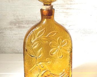 Vintage Wayne Husted Amber Glass Decanter: Stelvia Mid-Century Carafe