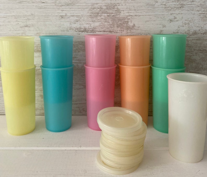 Vintage Tupperware Vintage Beakers With Lids Pastel Etsy