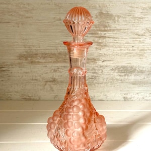 Pink Part Frozen effect 1960s Empoli/Italian Genie Bottle rare pink Vintage Empoli Italian Glass Genie Bottle, pretty frozen genie bottle.