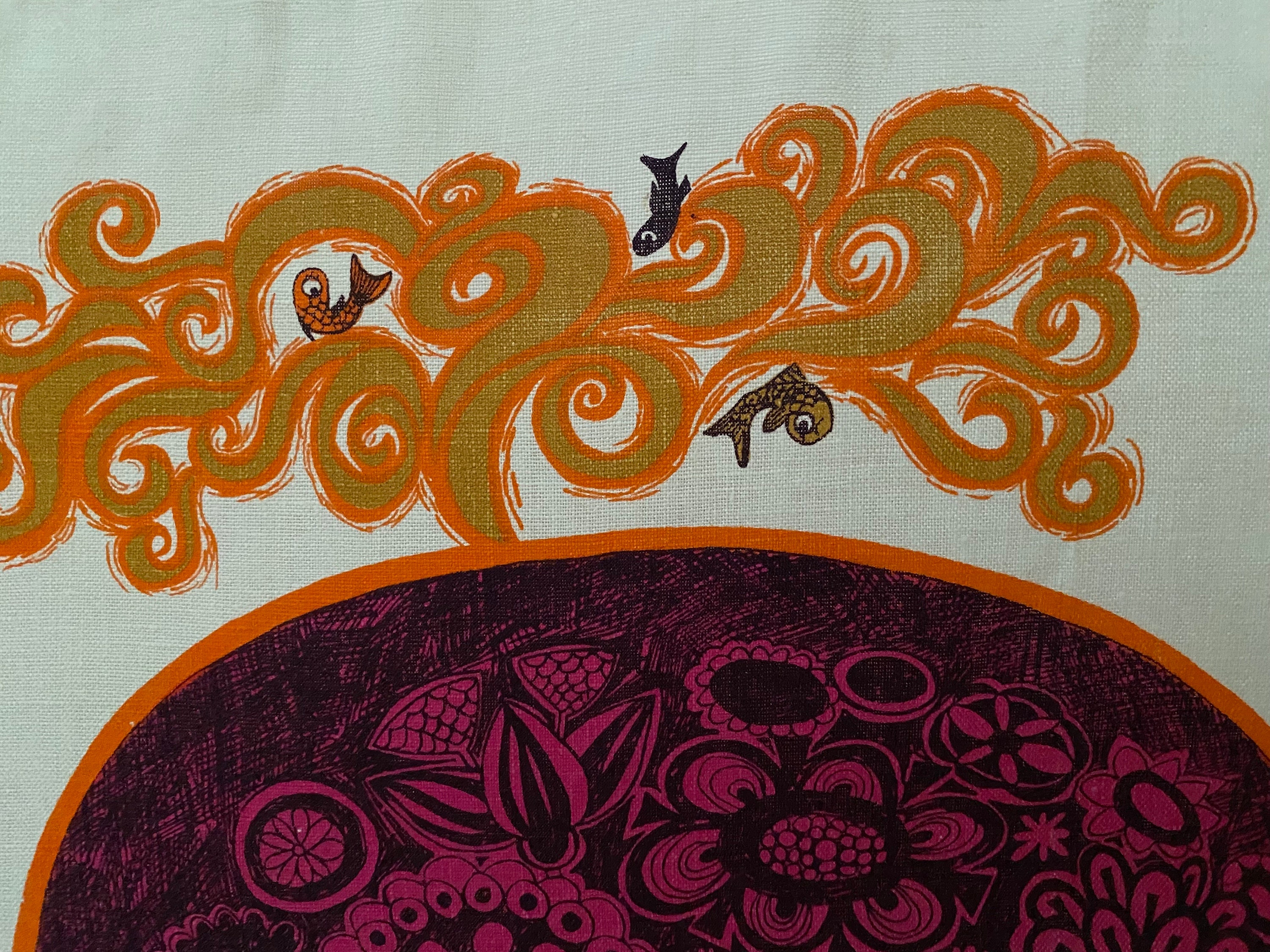 Vintage Belinda Lyon Linen Tea Towel: Pink Whale Wall Art - Etsy