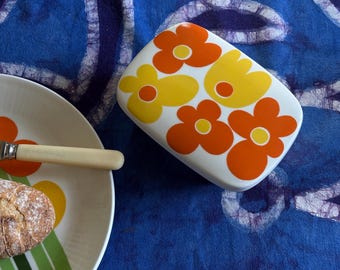 Rare Figgjo Flint Annemarie Butter Dish , 1970s Scandinavian Ceramic Lidded Dish by Krister Selmer