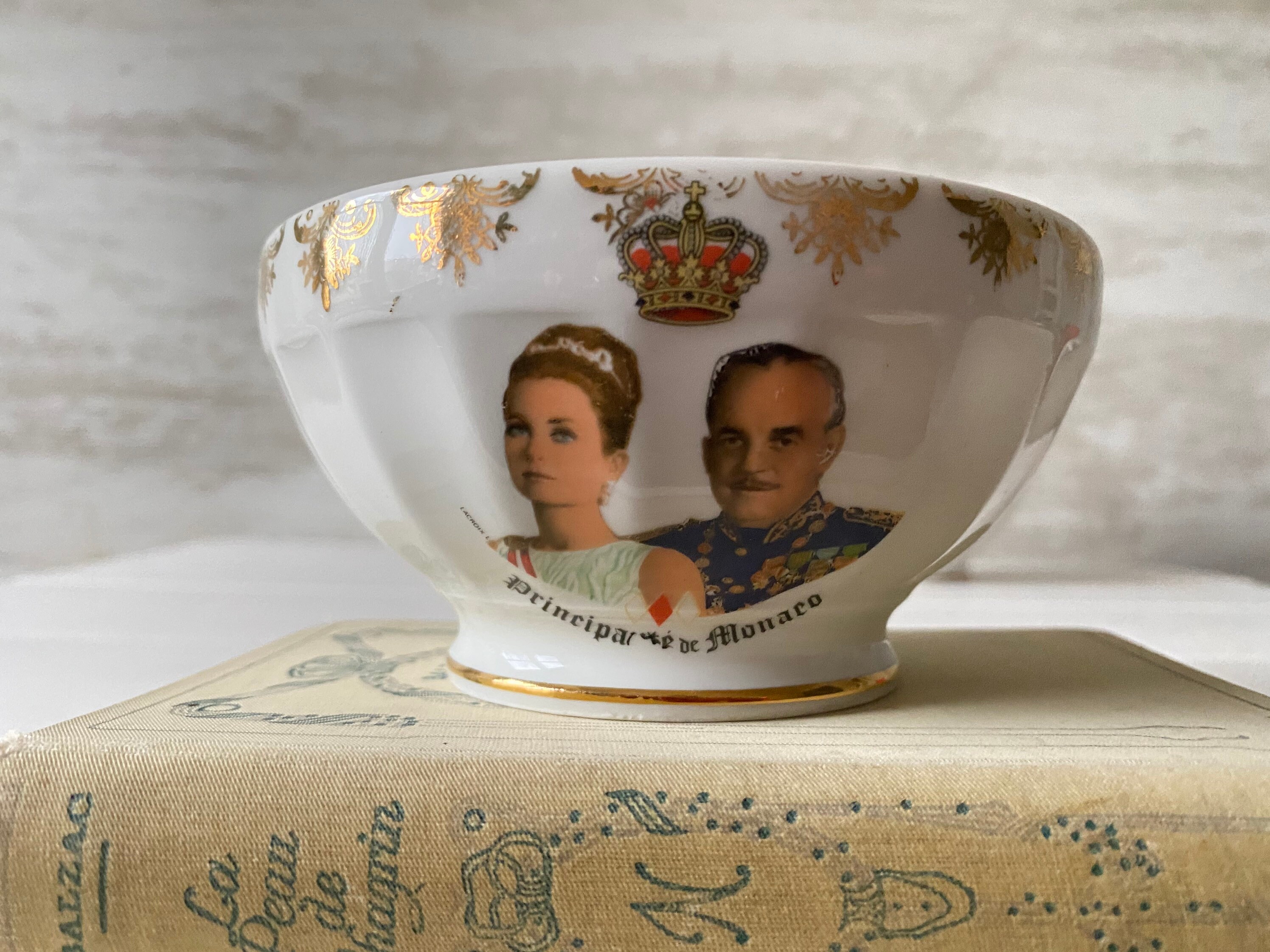 Vintage Monaco Principauté Souvenir Bol à Café, Princesse Grace. Vintage Montecarlo, Café en Porcela
