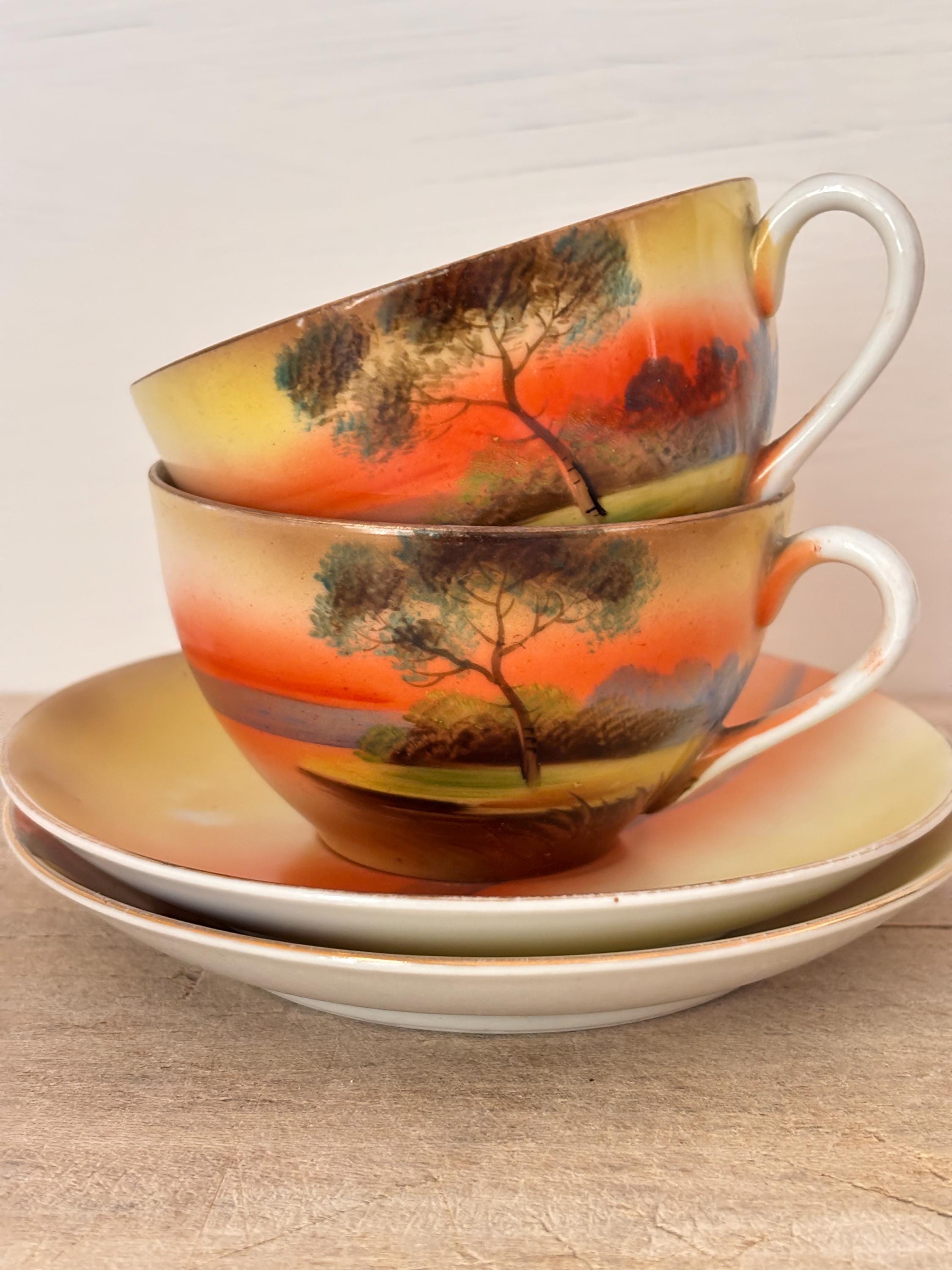 Antique Noritake Hand Painted Teacups - Etsy