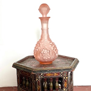 Pink Frozen 1960s Empoli/Italian Genie Bottle rare pink Vintage Empoli Italian Glass Genie Bottle, pretty frozen genie bottle, rare colour