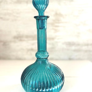 Magnificent 1960s Empoli/Italian -Genie Bottle - Vintage Empoli Italian Glass Genie Bottle, fabulous Blue genie bottle, rare colour