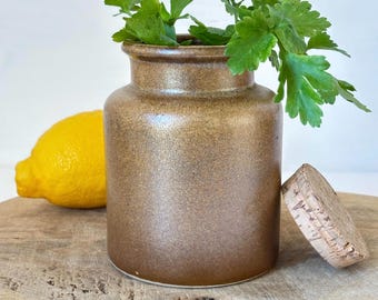 Vintage French Stoneware Mustard Pot: Rustic Farmhouse Kitchen Decor