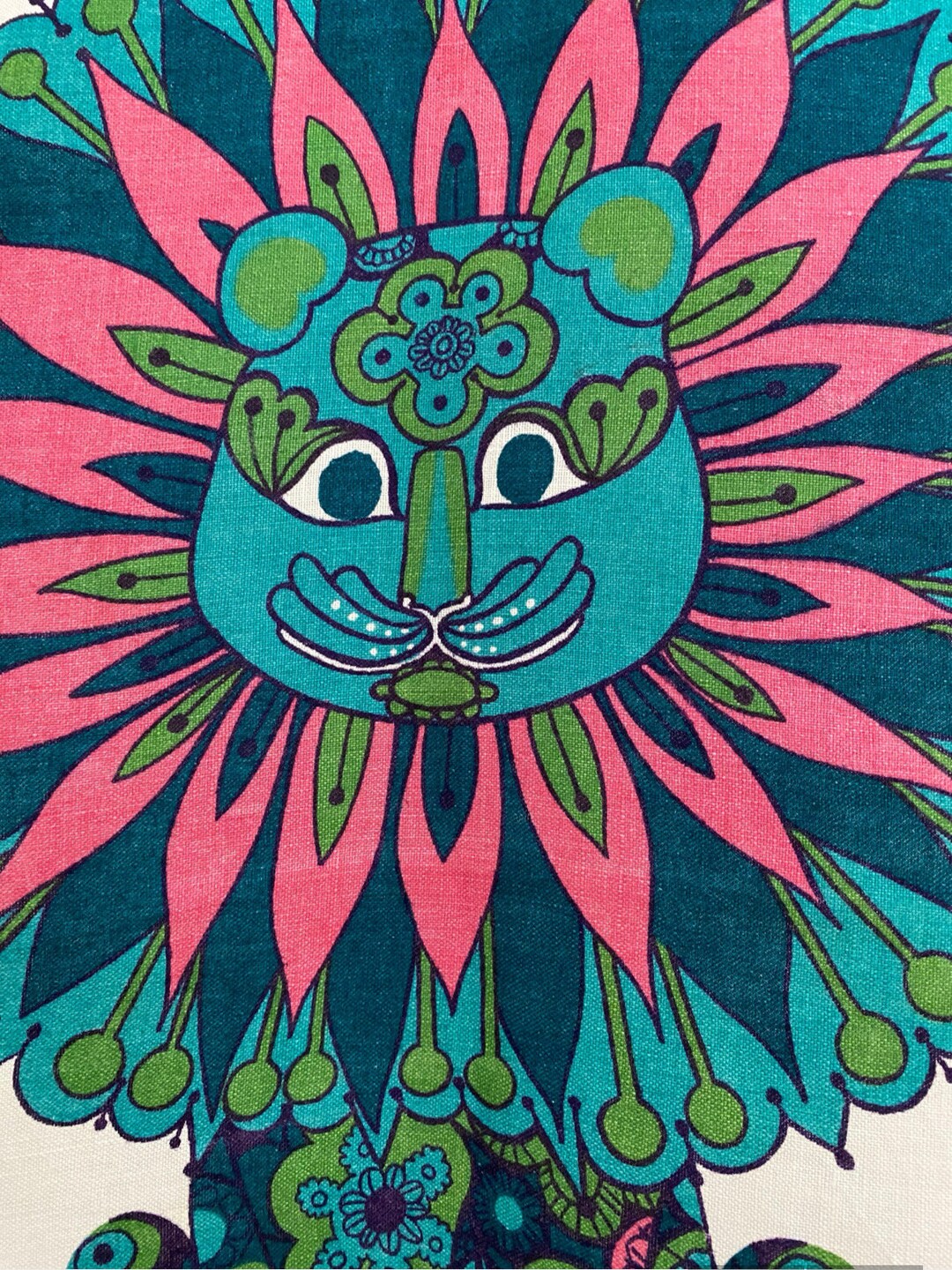 vintage-belinda-lyon-linen-tea-towel-1970s-dandy-lion-wall-art-etsy