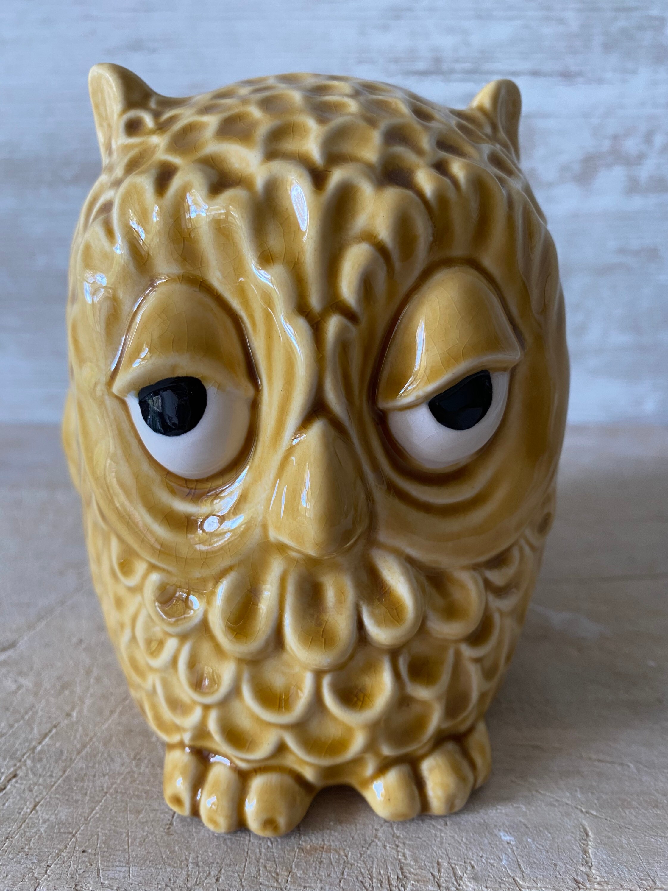 Vintage 1970 Sylvac Sleepy Eyed Owl - Money Box , Ceramic Number 5106, Banque de Pièces en Céramique
