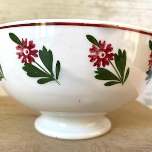 Vintage  Old French cafe au lait bowl, french breakfast bowl. Traditional style with pretty flower pattern, for coffee or chocolate bowl