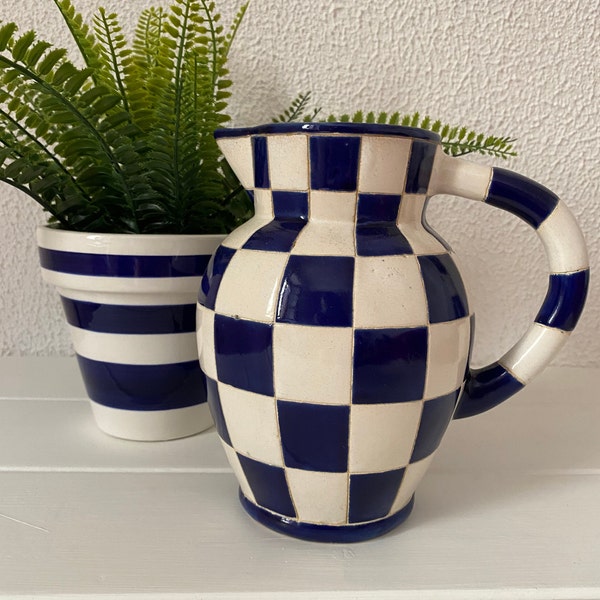 Ceramic Gingham Vase Etsy