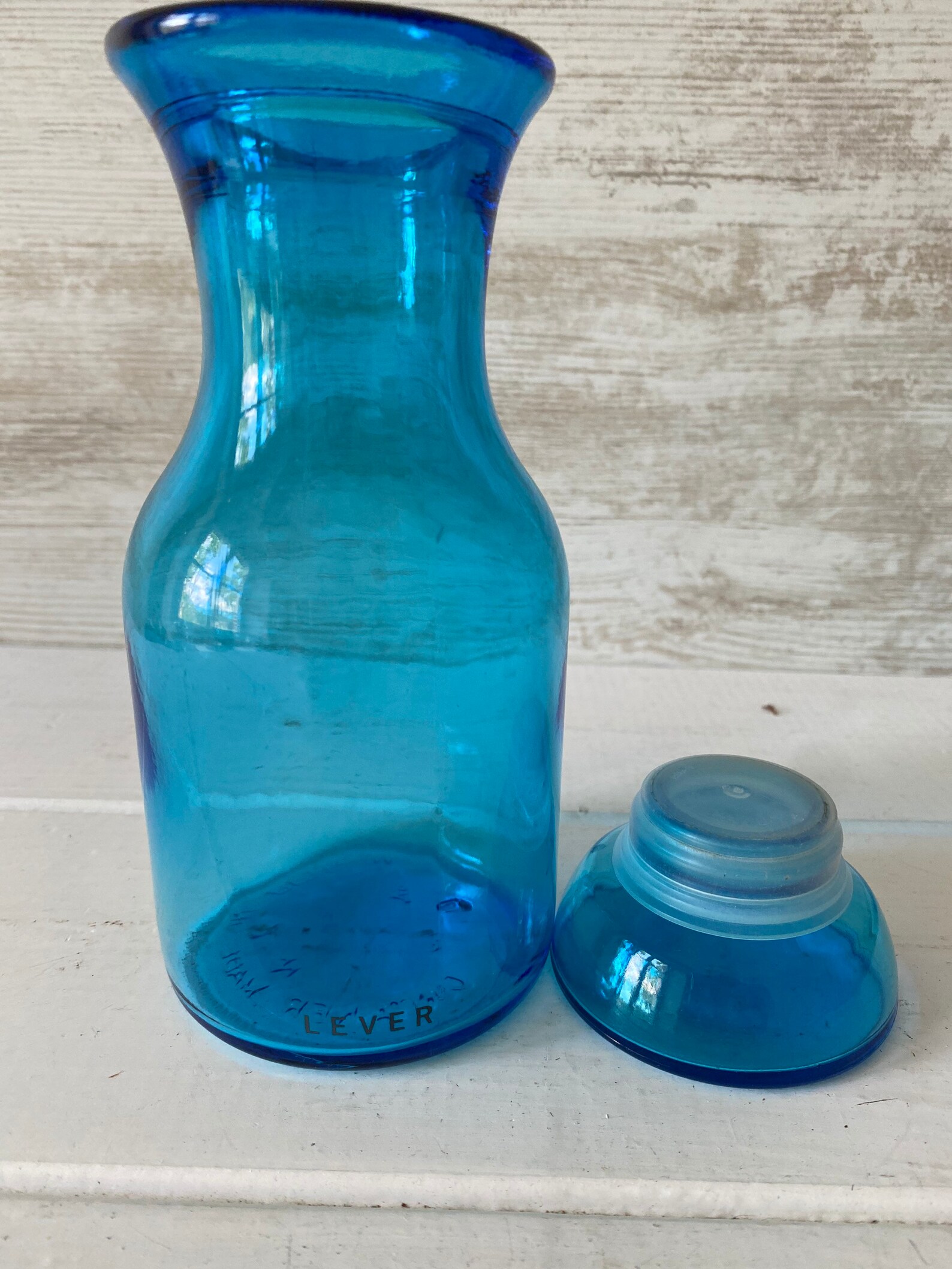 vintage blue apothecary jars