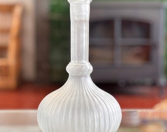 Vintage Empoli Frosted Glass Genie Bottle Italian Balloon Decanter Opaque White 33 cm