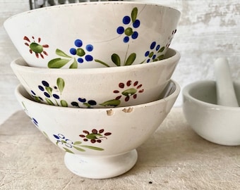 Bols Antiques Français Café au Lait – Trio Floral Digoin Sarreguemines