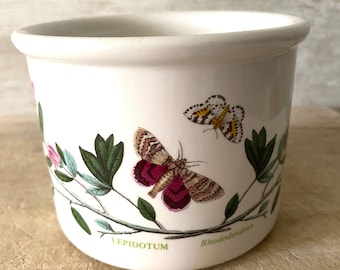Vintage 1970s Portmeirion Botanic Garden Plant Pot – Rhododendron & Butterfly – Small Jardiniere – Classic English Pottery