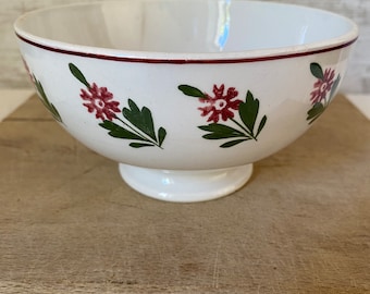 Vintage  Old French cafe au lait bowl, french breakfast bowl. Traditional style with pretty flower pattern, for coffee or chocolate bowl