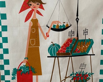 Vintage Milvia Zucchi Tea Towel: Italian Linen Wall Art, 1970s