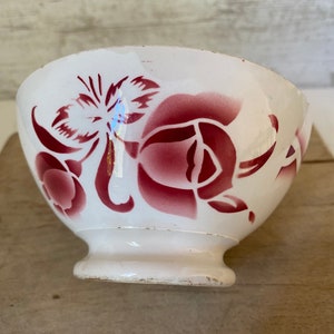 Vintage  Old French cafe au lait bowl, french breakfast bowl. Traditional style with pretty flower pattern, for coffee or chocolate bowl