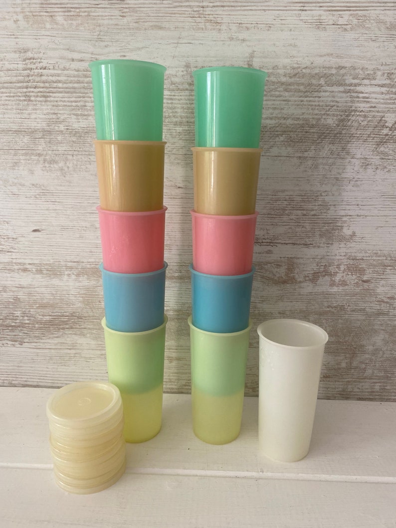 Vintage Tupperware Vintage Beakers With Lids Pastel Etsy