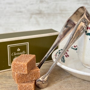 Christofle Paris Silver Plated Sugar Tongs: Art Deco Tableware