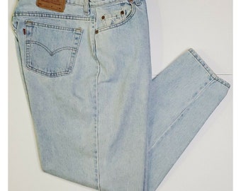 VTG Levis 551 Relaxed Fit Tapered Jeans Women 35x30 Red Tab High Waisted Mom EUC