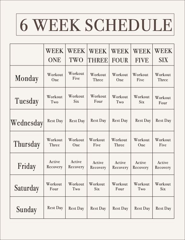 6 week Workout Plan Etsy