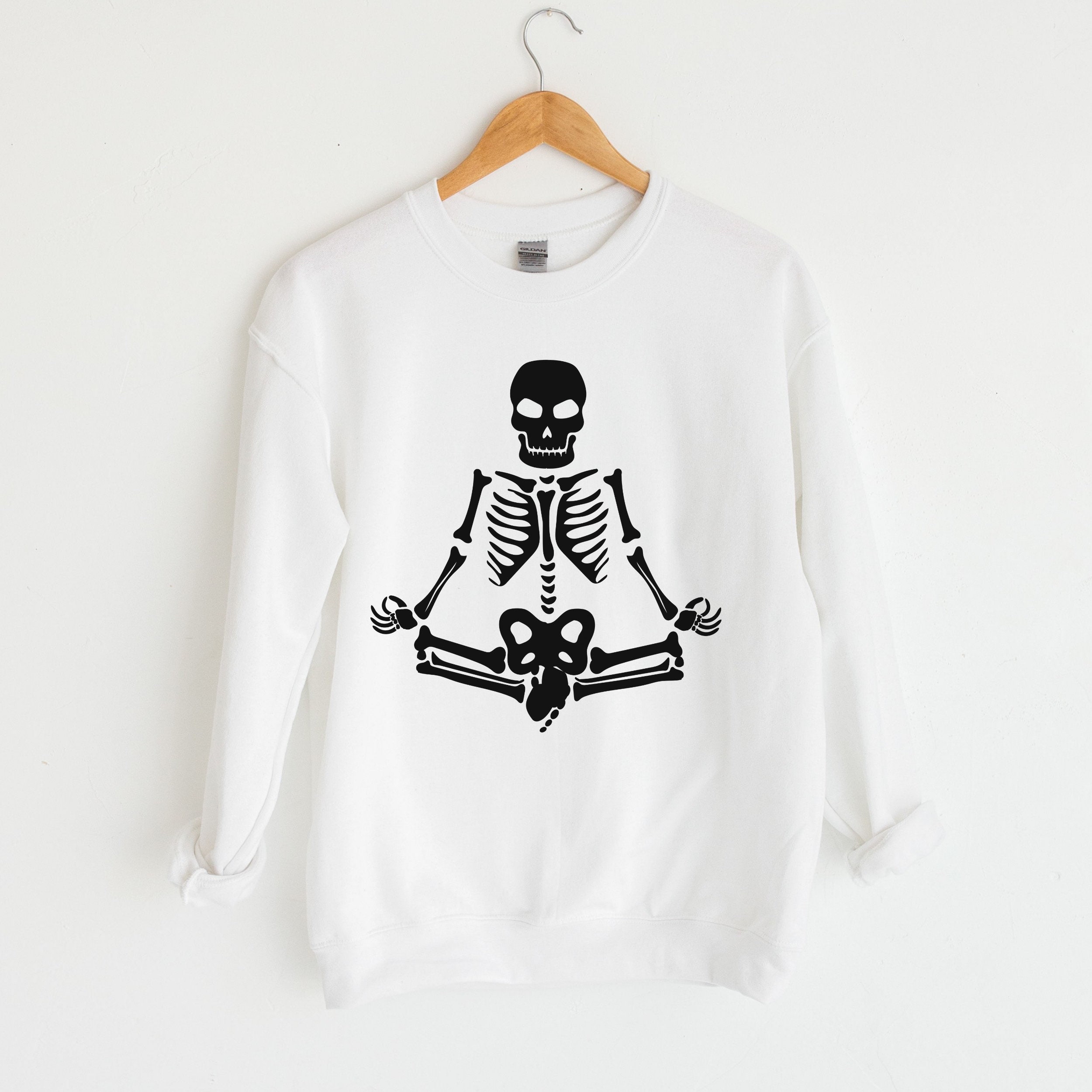 SmilesandSuch Dancing Skeleton Pullover White, Dancing Skeleton Sweatshirt, Halloween Sweatshirt, Happy Halloween Shirt, Funny Halloween Sweater
